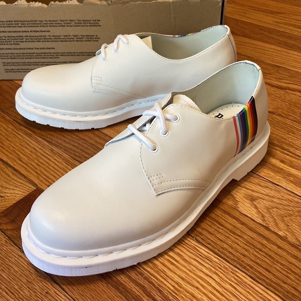 Dr. Martens 1461 Pride Leather Oxford White Men’s Size 9, Womens Size 10 LGBTQIA